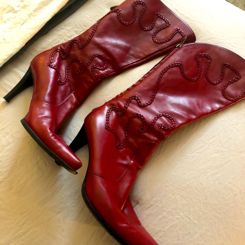 Red hot leather boots – a work of art!